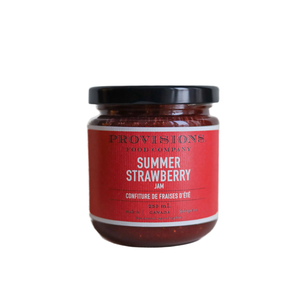 Jar of Provisions Summer Strawberry Jam on a white background