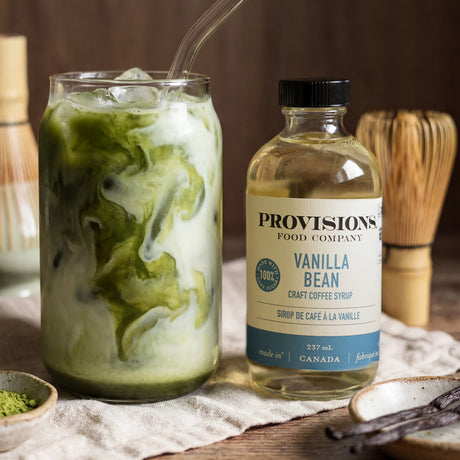 Iced Vanilla Matcha Latte with Coffee Syrup