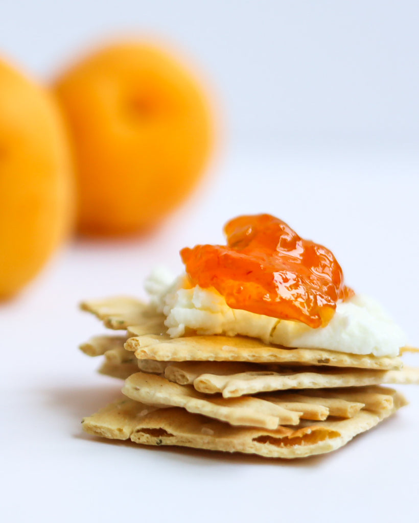 Apricot Jalapeno Jelly on goat cheese