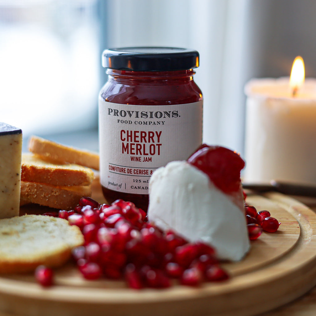 Charcuterie board with Cherry Merlot Wine Jam by Provisions Food Company