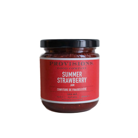 Jar of Provisions Summer Strawberry Jam on a white background