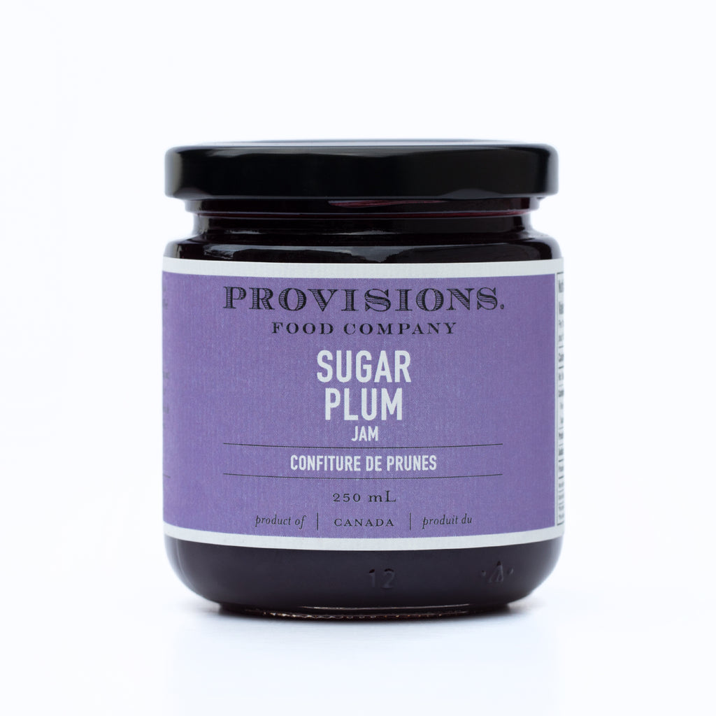 Glass Jar of Provisions Food Company Sugar Plum Jam